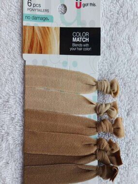 6 Scunci Knotted Ribbon Elastics Ponytailer Hair Bands No Metal Blonde Brunette